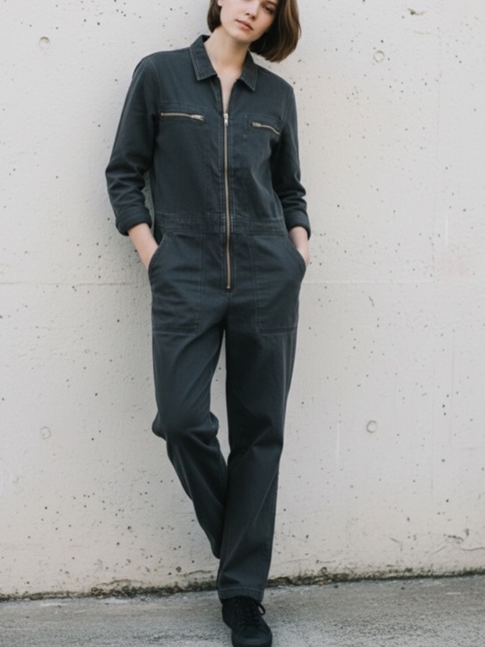 Free People Black Jumpsuit with Gold Accents